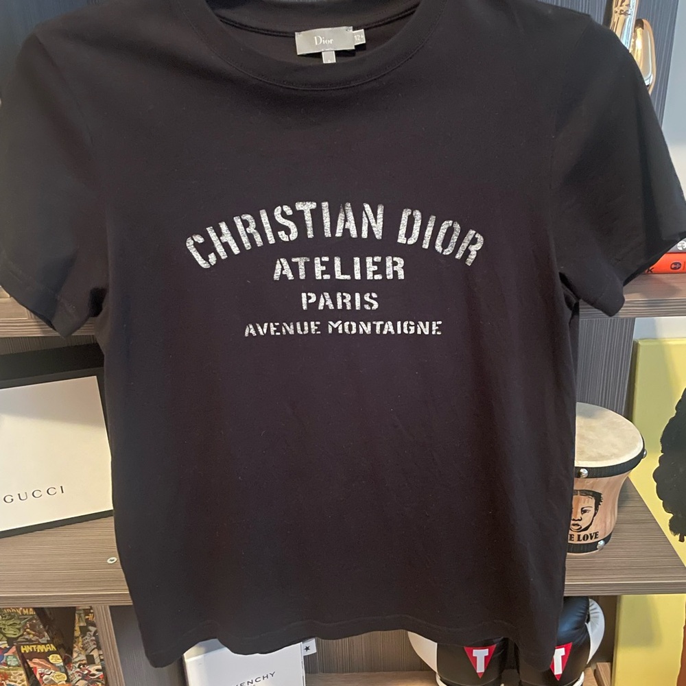 Dior Black Tee with Subtle Graphic